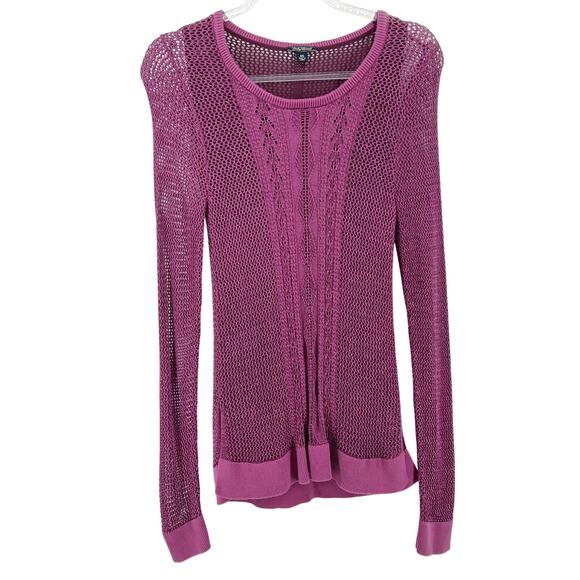 Purple Open Knit Crew Sweater Women XS Y2K Goth Edgy Alternative Boho Vamp Fairy - Picture 1 of 10